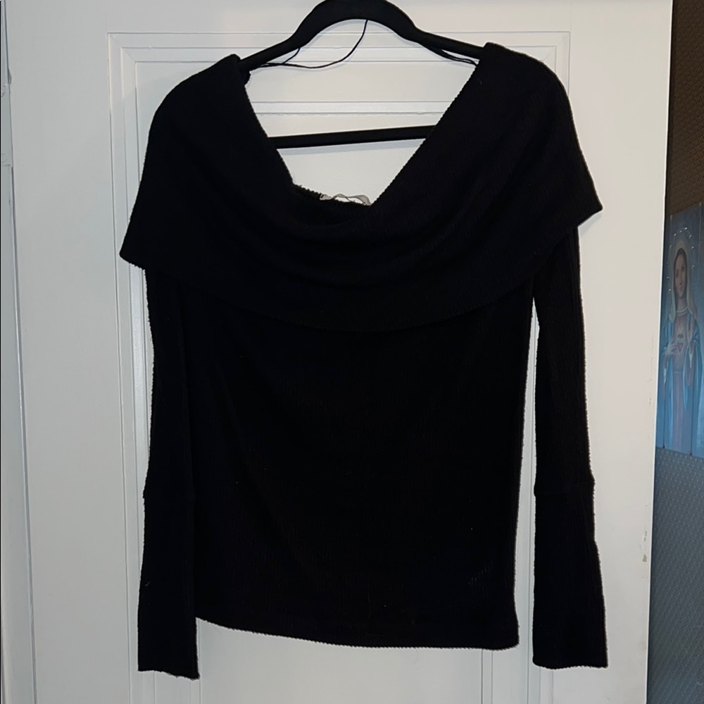 We The Free Black Off-the-Shoulder Sweater